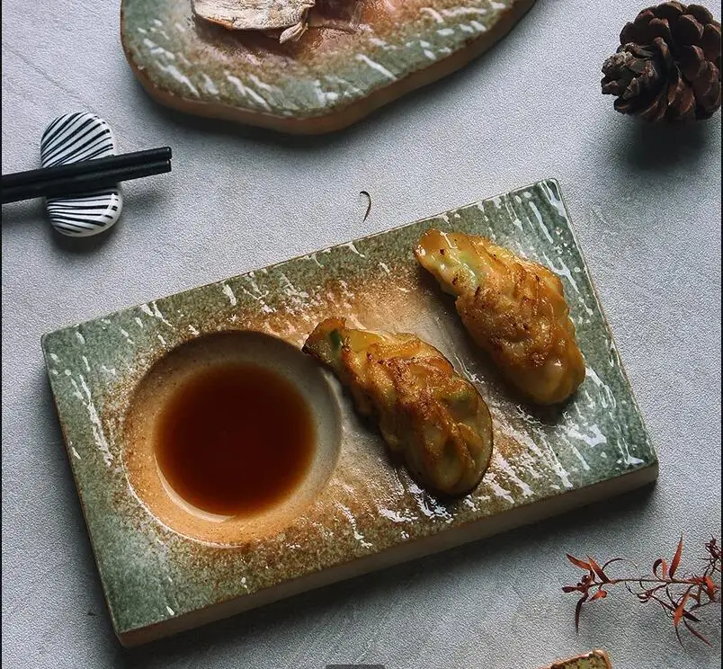 Home Cooking Japanese Food - 빈티지 세라믹 스테이크 접시 일본 호텔