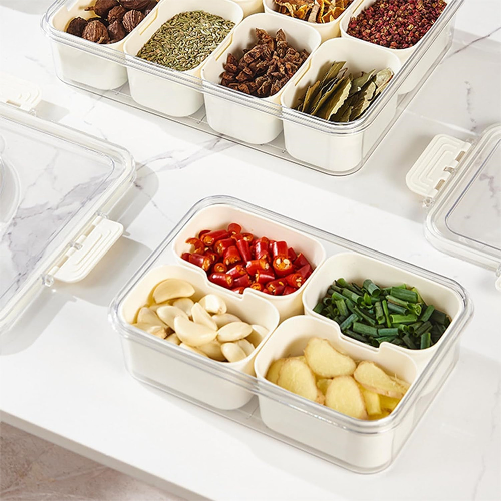 휴대용 식품 보관함, 스낵 보관함, 뚜껑이 있는 4칸, - Home Cooking Food 리뷰 및 가격