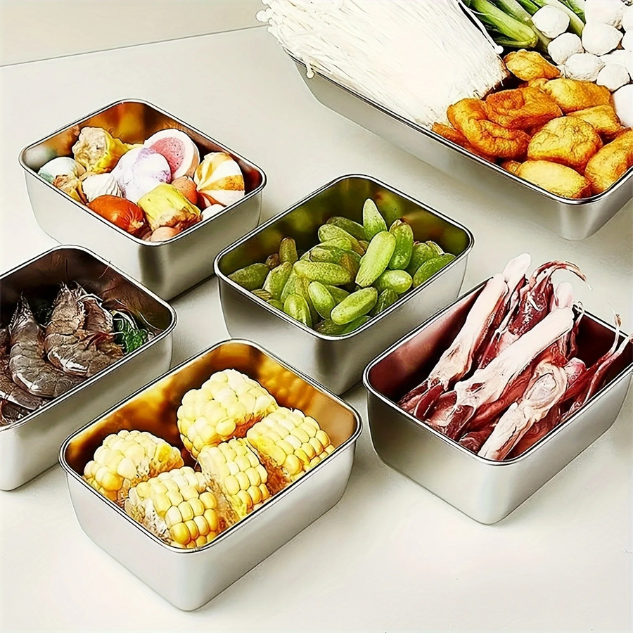 1/3/5pcs 스테인레스 스틸 식품 보관 상자 뚜껑이 - Home Cooking Food 리뷰 및 가격